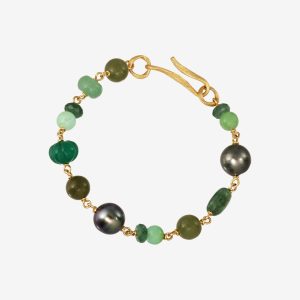 Piccolo Grand Jungle armband – 18k guld, tahitipärlor och ädelstenar