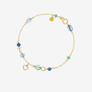 Piccolo Sea Breeze armband – 18k guld, smaragd, akvamarin, kyanit, citrin