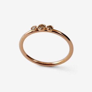 Tiny Dancer trestensring – 18k roséguld, coffee diamanter