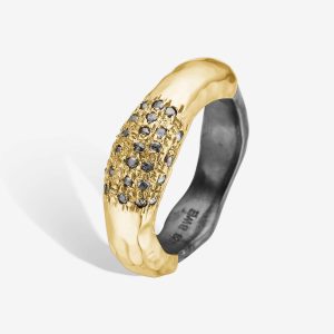 Sacra Pavé ring – silver och 14k guld, diamanter