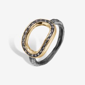 Silhouette Pavé ring – silver och 14k guld, diamanter