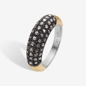 Waldorf Slim Pavé ring – silver och 14k guld, diamanter