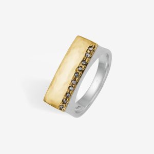 Brooklyn Gold Top ring – silver, guld och diamanter