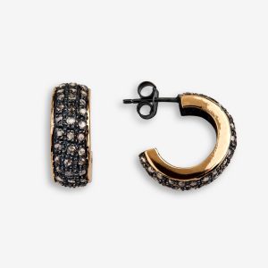 Topka Creol örhängen – silver och 14k guld, diamanter pavé