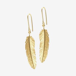 Feather örhängen medium – 18k guldpläterat silver