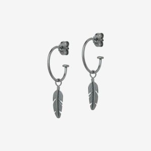 Feather creol mini – oxiderat silver
