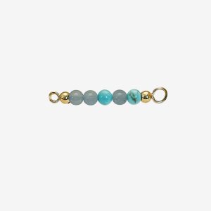 Multi Color påhänge för armring/halsband – 18k guldpläterat silver, turkos, akvamarin
