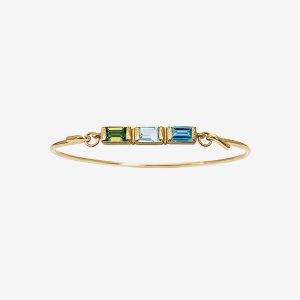 Square Mix armring – 18k guldpläterat silver, peridot, topas