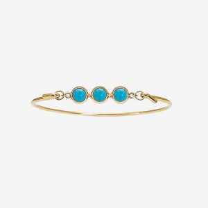Koulè armring – 18k guldpläterat silver, turkos