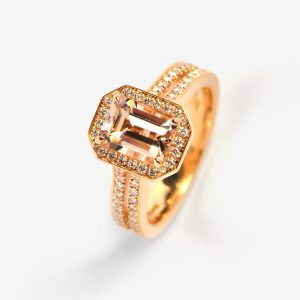 Cosmopolitan ring – 18k roséguld, morganit, diamanter