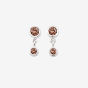 Tiny Dancer örhängen ”Duo” – 18k vitguld, coffee diamanter