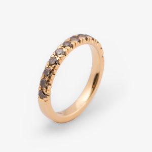 Golden Brown halvallians – 18k guld, coffee diamanter 0.05ct