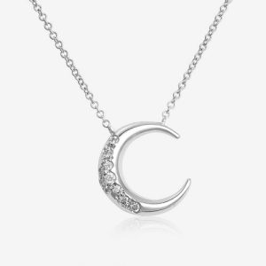 Moon Pendant halsband – 18k vitguld, diamanter