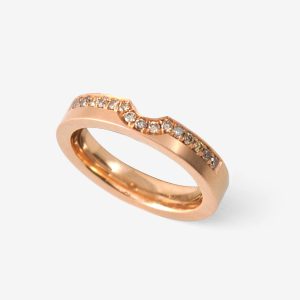 Nola ring – 18k roséguld, coffee diamanter
