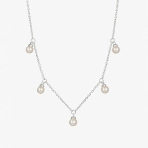 Petite Pearl Single Full halsband – silver, sötvattenspärlor