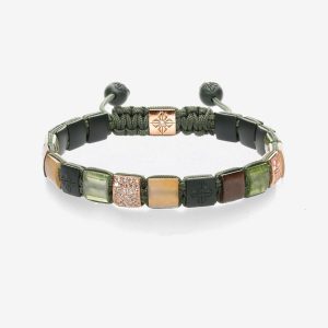 6mm Lock Bracelet – 18k roséguld, bruna & vita diamanter, safir, månsten