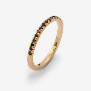 Tiny Dancer halvallians – 18k guld, svarta diamanter 0.0085