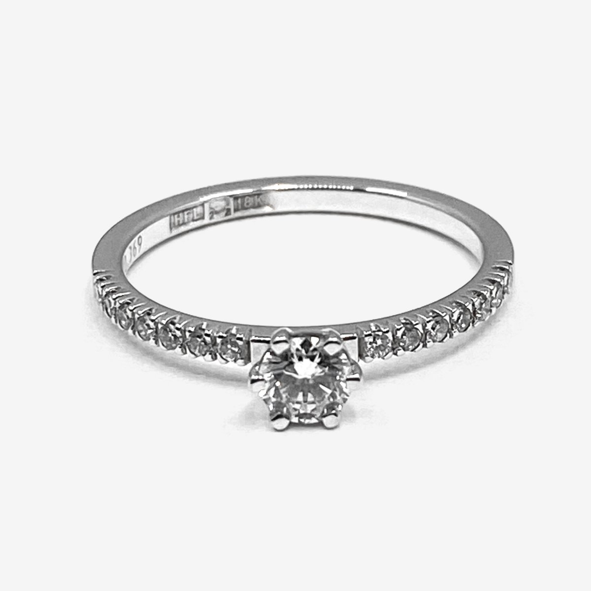 Tiny Dancer solitär – 18k guld, diamant 0.25ct och sidostenar - Bild 4