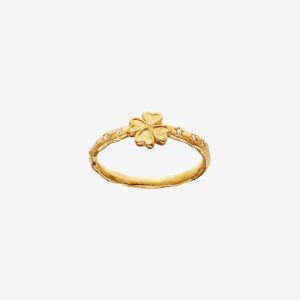 Clover ring – 18K guldpläterat silver, zirkonia
