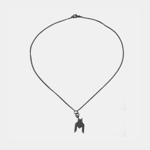 Houndstooth Mini halsband – oxiderat silver