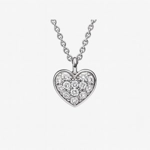 Halsband Hjärta – 18k vitguld, diamanter pavé