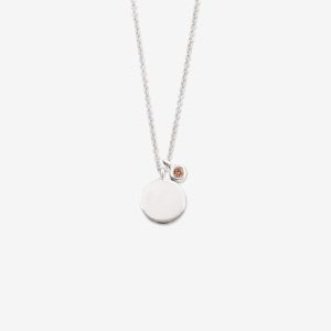 Tiny Dancer halsband med platta – 18k vitguld, coffee diamant